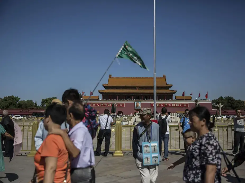 Tourists visit Tiananmen Square on Friday, Sept. 22, 2017, in Beijing. Image by Kelsey Kremer. China, 2017.