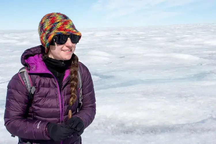 Going to the Greenland ice sheet is 'every geophysicist's dream,' says Rosie Leone, a graduate student at the University of Montana. Image by Amy Martin. Greenland, 2018. 
