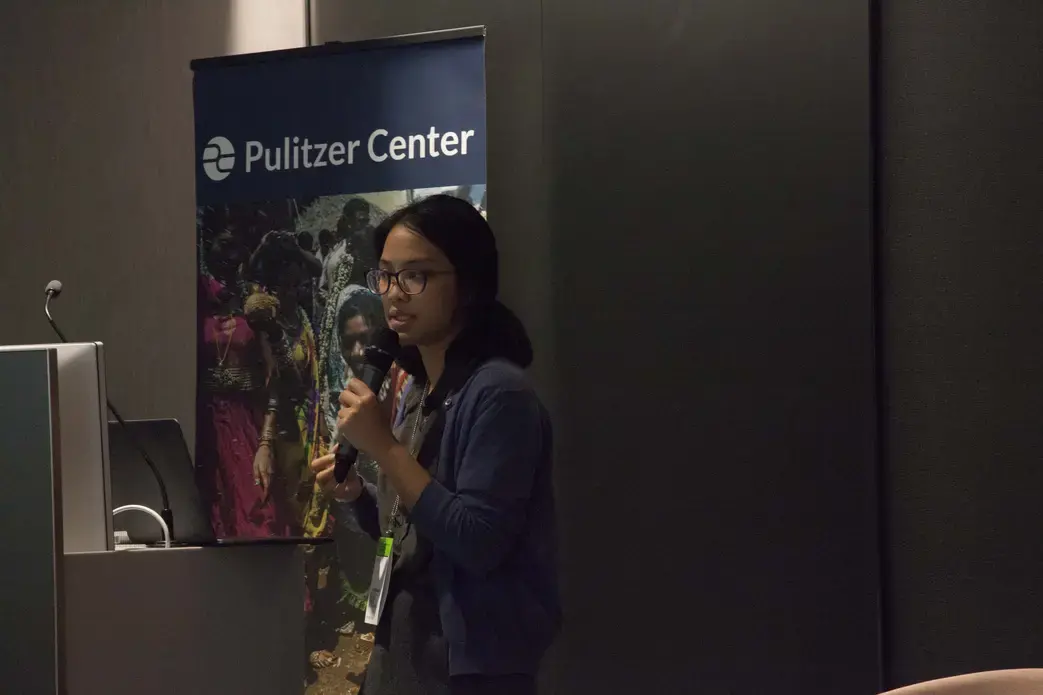 Pat Nabong from Medill School of Journalism at Northwestern University reports on the psychological toll of President Duterte’s drug war in the Philippines. Image by Jin Ding. Washington, DC, 2017.