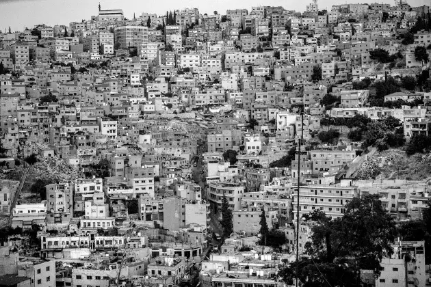 Overlooking Amman, where Médecins Sans Frontières remotely supports clinics in southern Syria. Image by Neil Brandvold. Syria, 2017.