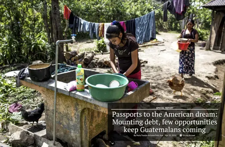Candelaria López, 15, washes dishes in her front yard in Bulej. Image by Simone Dalmasso/Arizona Daily Star. Guatemala, 2019.</p> <p>
