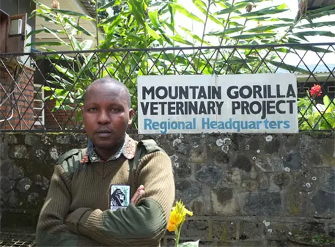 Dr. Jean-Bosco Noheri is a veterinarian with Gorilla Doctors, a team that provides direct, hands-on care to gorillas in the African wild. Image by Elham Shabahat. Rwanda, 2017.