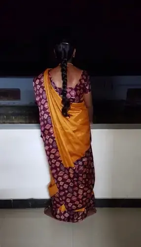 Savita wears a saree her husband bought for their second wedding anniversary. Image by Svanika Balasubramanian. Oman, 2019.