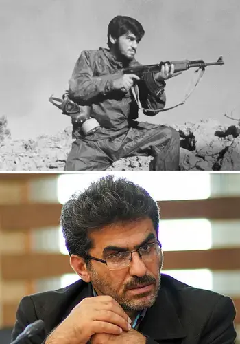 Seyed Naser Emadi as a teenage soldier in the Iran-Iraq War, where he witnessed chemical attacks, and at a meeting of survivors in Tehran last October. Top image courtesy Seyed Nasser Emadi. Bottom image by Ebrahim Mirmalek. Iran, 2017.