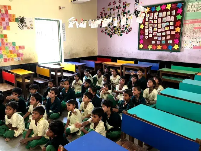Less than two decades later, Pardada Pardadi is a now a kindergarten-through-12th-grade operation, in several larger buildings on a spacious campus. With 1,400 female students, it runs at capacity. Image by Annalisa Merelli. India, 2018. 