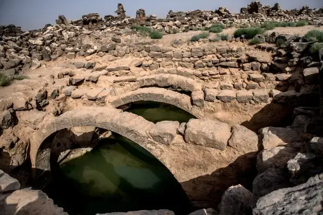 This ancient canal system was recently excavated near Umm el-Jimal, Jordan. Image by Neil Brandvold. Jordan, 2017.