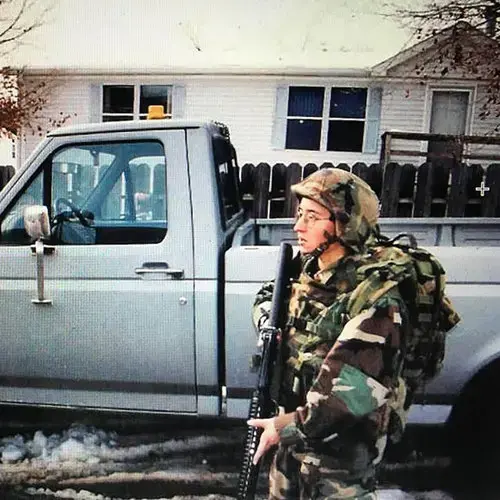 The author as a young lieutenant in an urban combat training exercise in Quantico, Virginia in January 2003. Image courtesy of Teresa Fazio. United States, 2003.