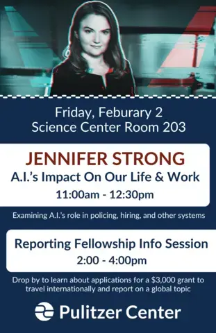 Jennifer Strong poster with title and times