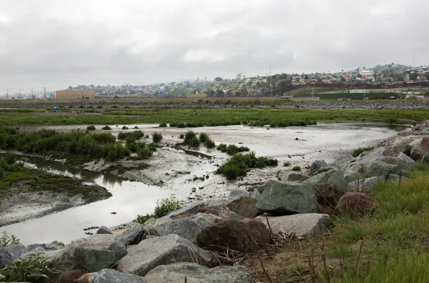 A tributary near the U.S.-Mexico border where sewage from Tijuana flows through
