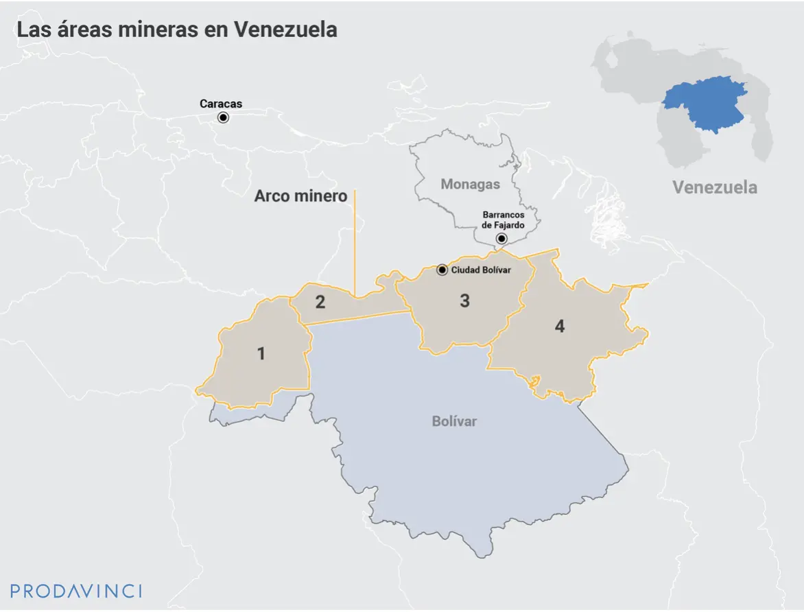 Maps of mines in Venezuela