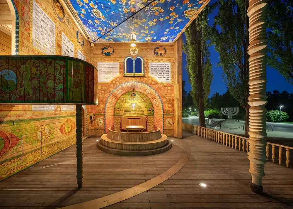A permanent installation of a synagogue at the Babi Yar site, designed to open and close like a book.