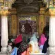At the dargah of Nizamuddin Auliya in Delhi, a section of the patio around the innermost shrine is reserved for women, where they can offer prayers by viewing the saint’s tomb through the carved stone jaali. Image by Nikhil Mandalaparthy. India, 2019.