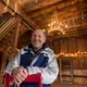 Former dairy farmer Greg Zwald inside of the renovated barn he uses as an event space at his White Pine Berry Farm outside River Falls. Image by Mark Hoffman. United States, 2019.