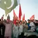Members of the Awami National Party (ANP), a leftist Pashtun nationalist party, rally in a rural area of Khyber Pakhtunkhwa during the lead-up to Pakistan’s 2018 election. ANP is one of Pakistan’s most secular, liberal parties. A few days after the rally, ANP leader Haroon Bilous was killed in Peshawar by a suicide attacker. No women were at the rally. Image by Sara Hylton/National Geographic. Pakistan, 2019.