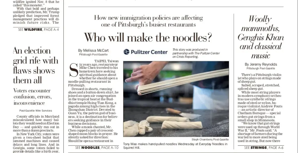 Pittsburgh Post-Gazette credit for Pulitzer Center support.