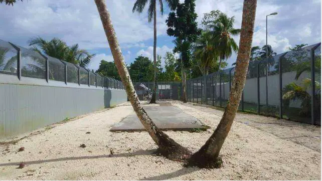 Entrance security gate to Mike and Foxtrot compounds in Australia's detention center on Manus Island