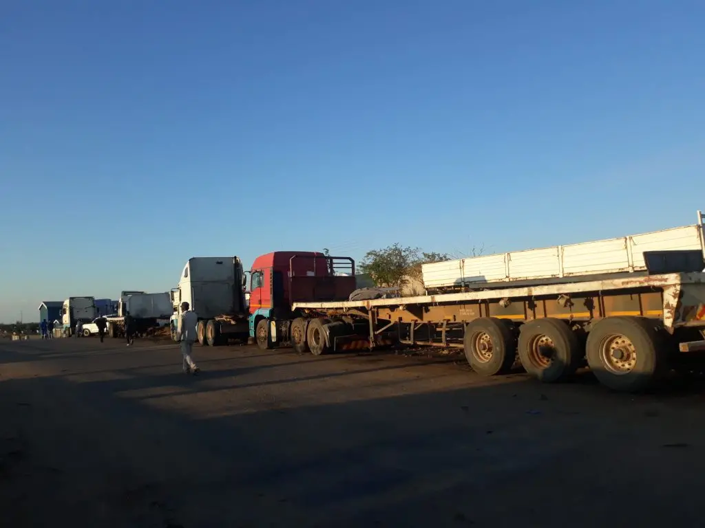 Trucks line up in Zimbabwe