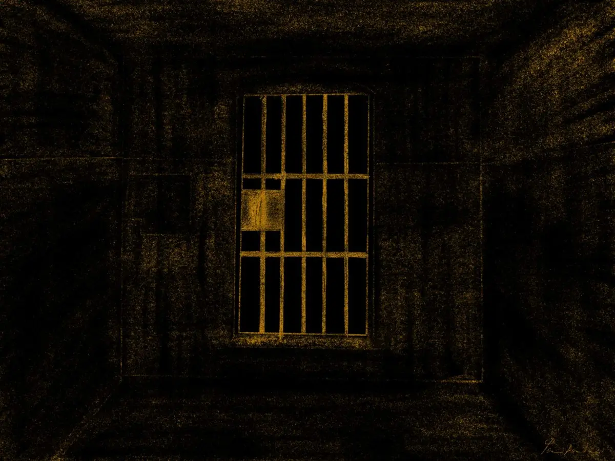 Illustration of prison cell door