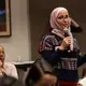 Shirin Alhroob (Forsyth Technical Community College) poses a question during an audience Q&A session for Day One of Washington Weekend. Image by Claire Seaton. United States, 2019.
